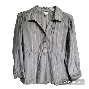 J. Jill Sage Green Tencel Popover Collared Top